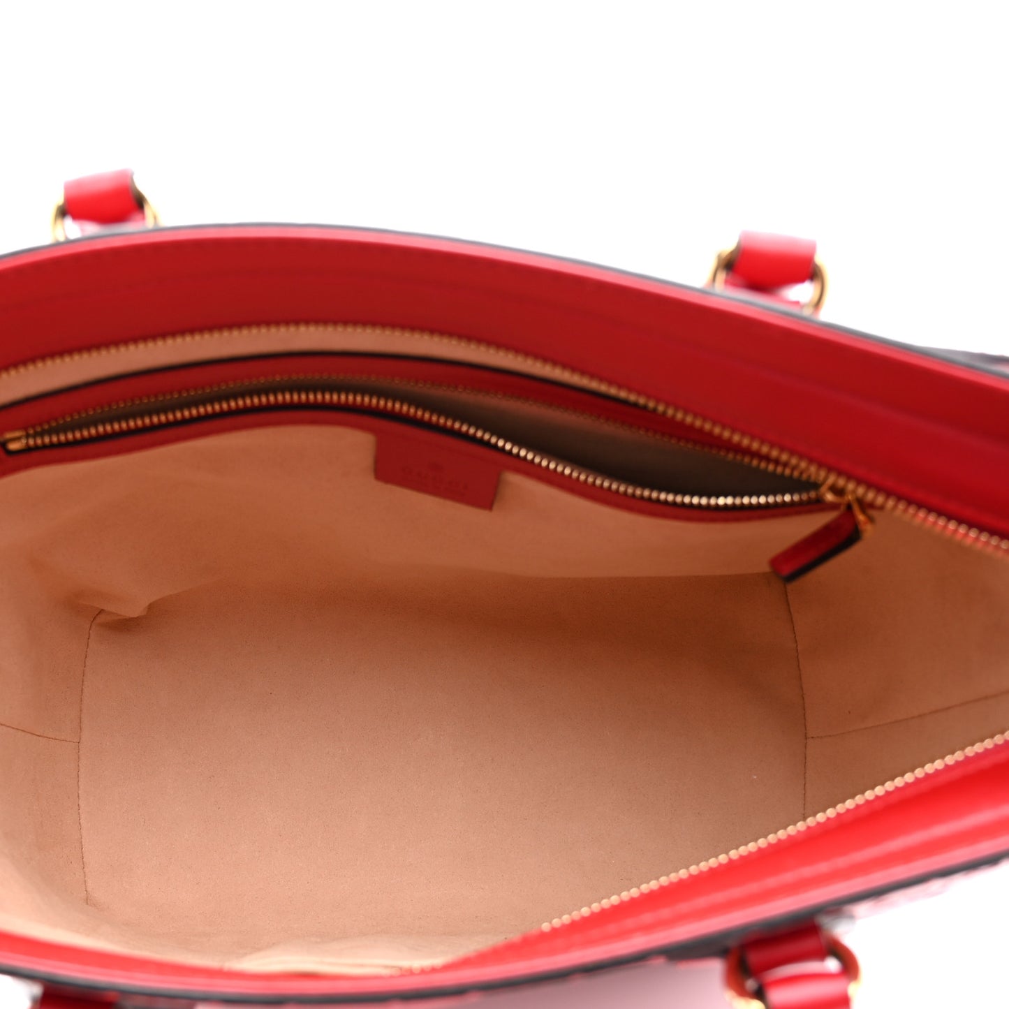 Guccissima Small Zippered Bucket Tote Hibiscus Red