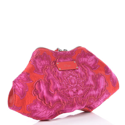 Alexander McQueen Silk Brocade De Manta Clutch Fuchsia Red 3 of 7