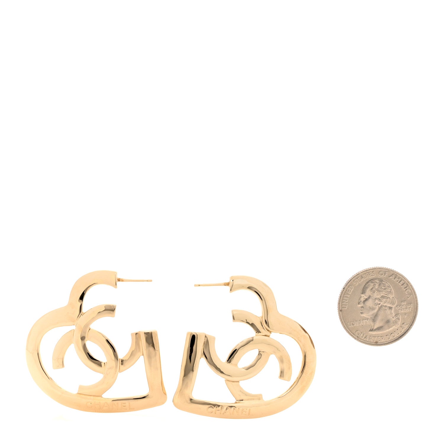 Chanel Metal CC Heart Coco In Love Hoop Earrings Gold 2 of 5