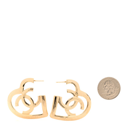 Chanel Metal CC Heart Coco In Love Hoop Earrings Gold 2 of 5