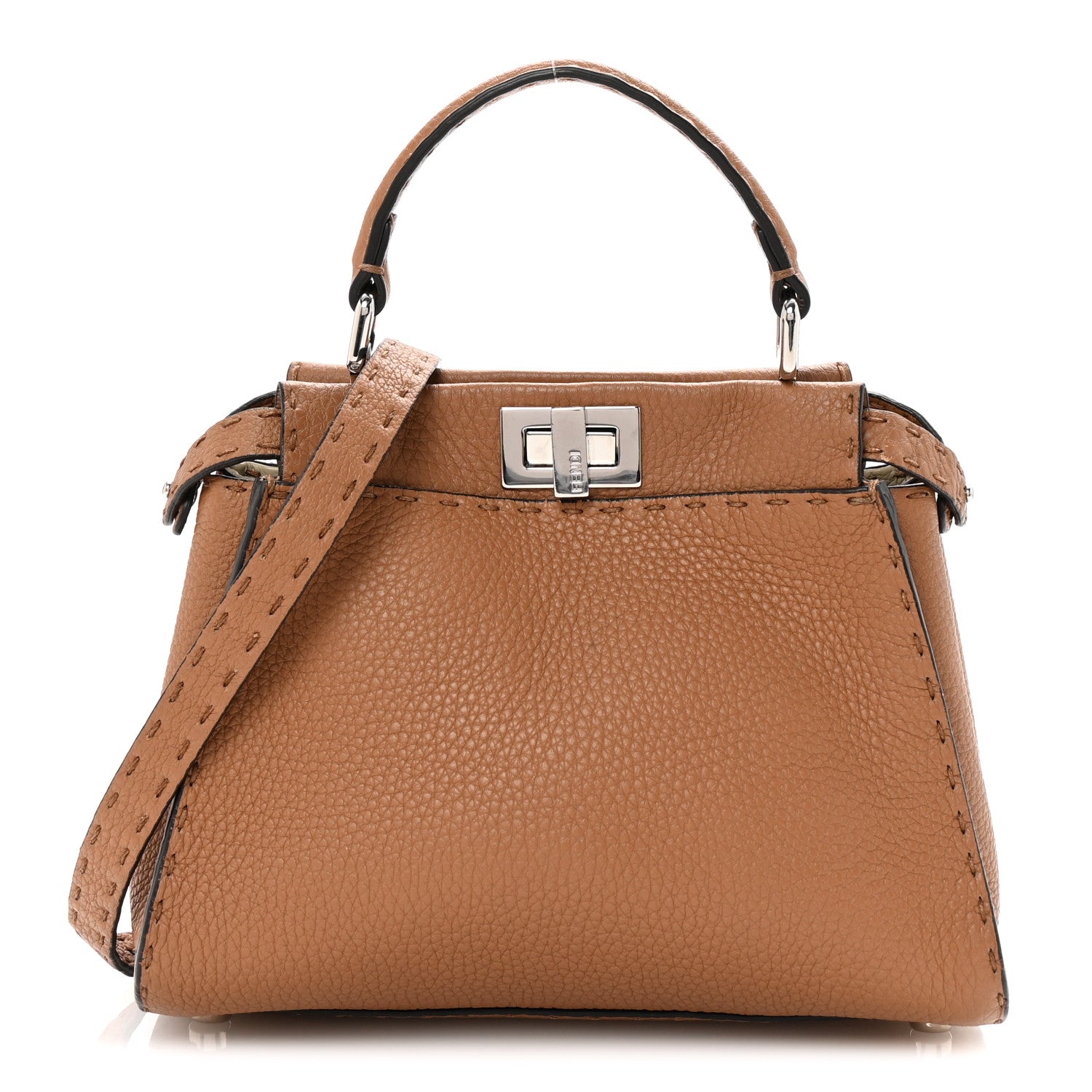 Fendi Cuoio Romano Selleria Bi-Color Mini Peekaboo Iconic Satchel Mou Milk 1 of 9