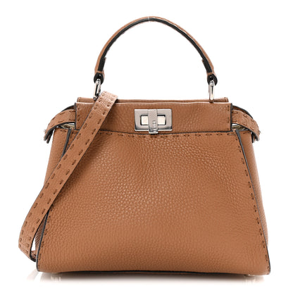 Fendi Cuoio Romano Selleria Bi-Color Mini Peekaboo Iconic Satchel Mou Milk 1 of 9