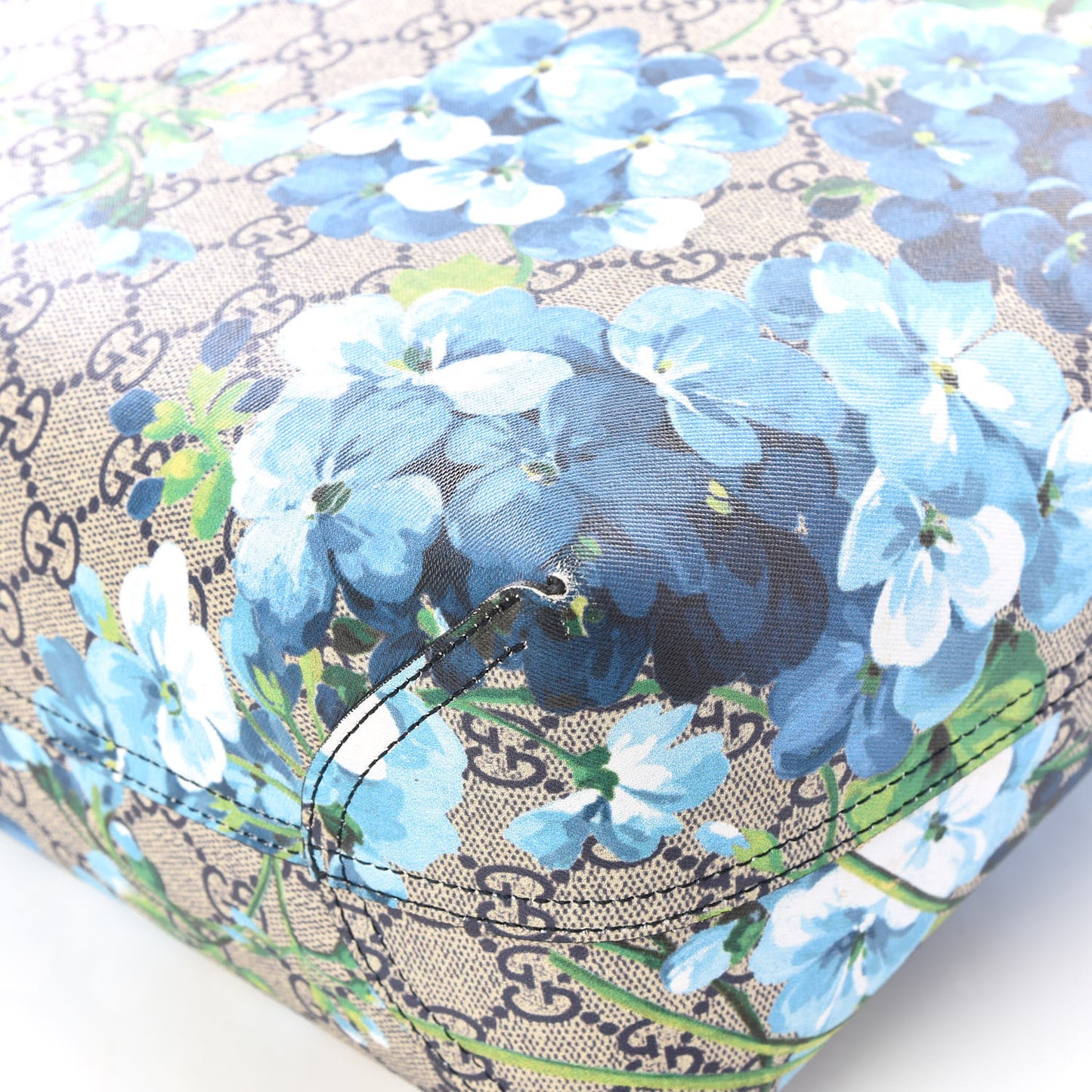 GG Supreme Monogram Blooms Medium Reversible Tote Beige Blue Navy