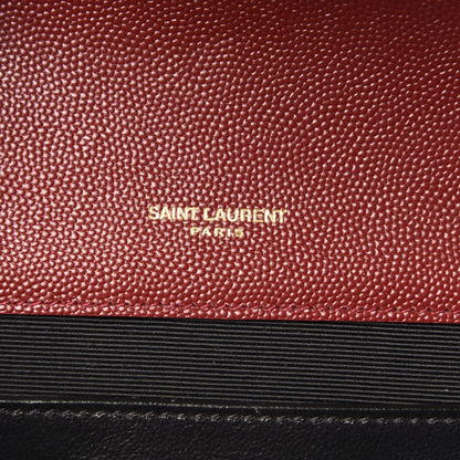 Saint Laurent Grain De Poudre Textured Mixed Matelasse Triquilt Medium Monogram Satchel Oxblood 6 of 11