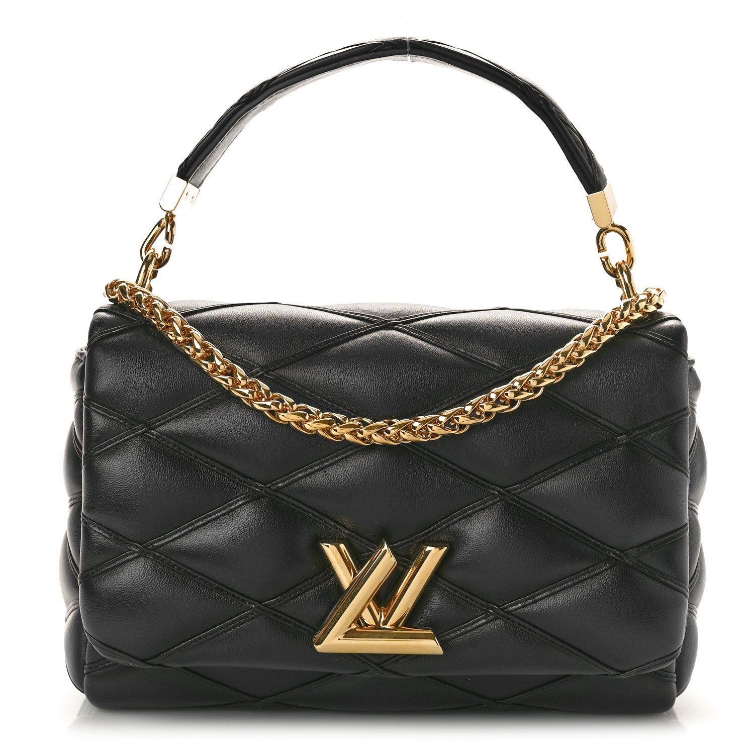 Louis Vuitton Lambskin Malletage Top Handle GO-14 MM Bleu Marine 1 of 10