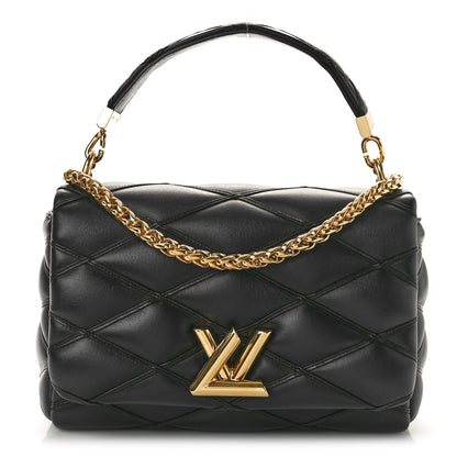 Louis Vuitton Lambskin Malletage Top Handle GO-14 MM Bleu Marine 1 of 10