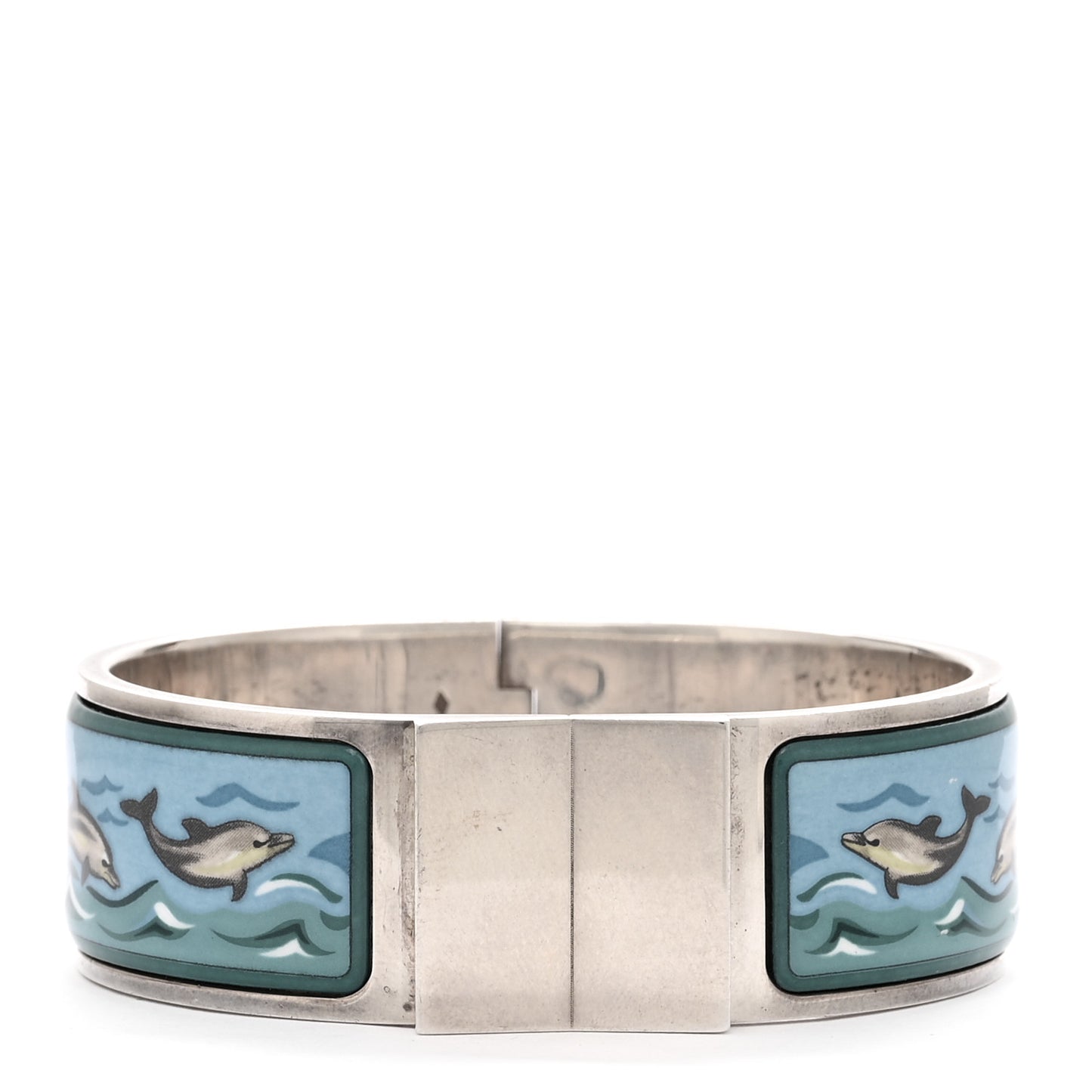 Enamel Printed Wide Dolphins Clic Clac Bracelet PM