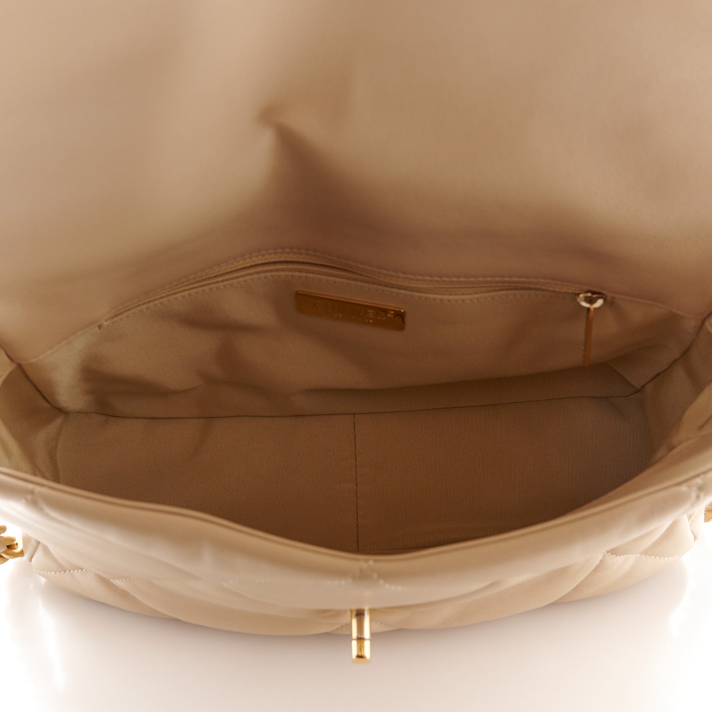 Lambskin Quilted Large Chanel 19 Flap Light Beige