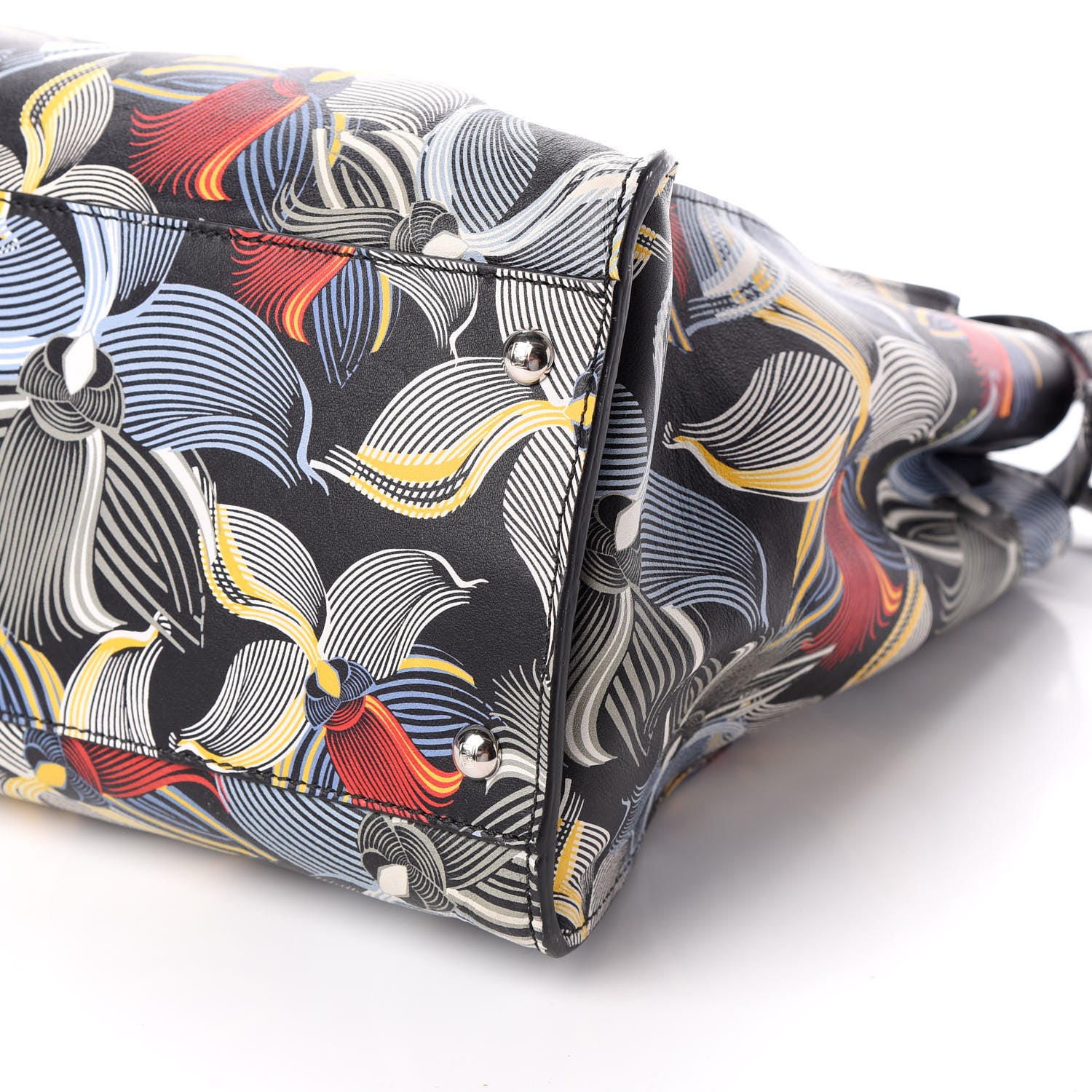Fendi Calfskin Orchid Large Peekaboo Iconic Satchel Black Multicolor 10 of 10