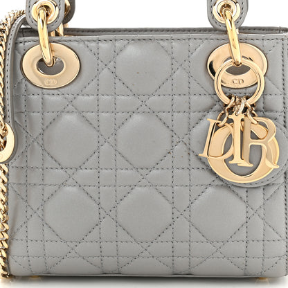 Christian Dior Metallic Lambskin Cannage Mini Lady Dior Grey 7 of 9