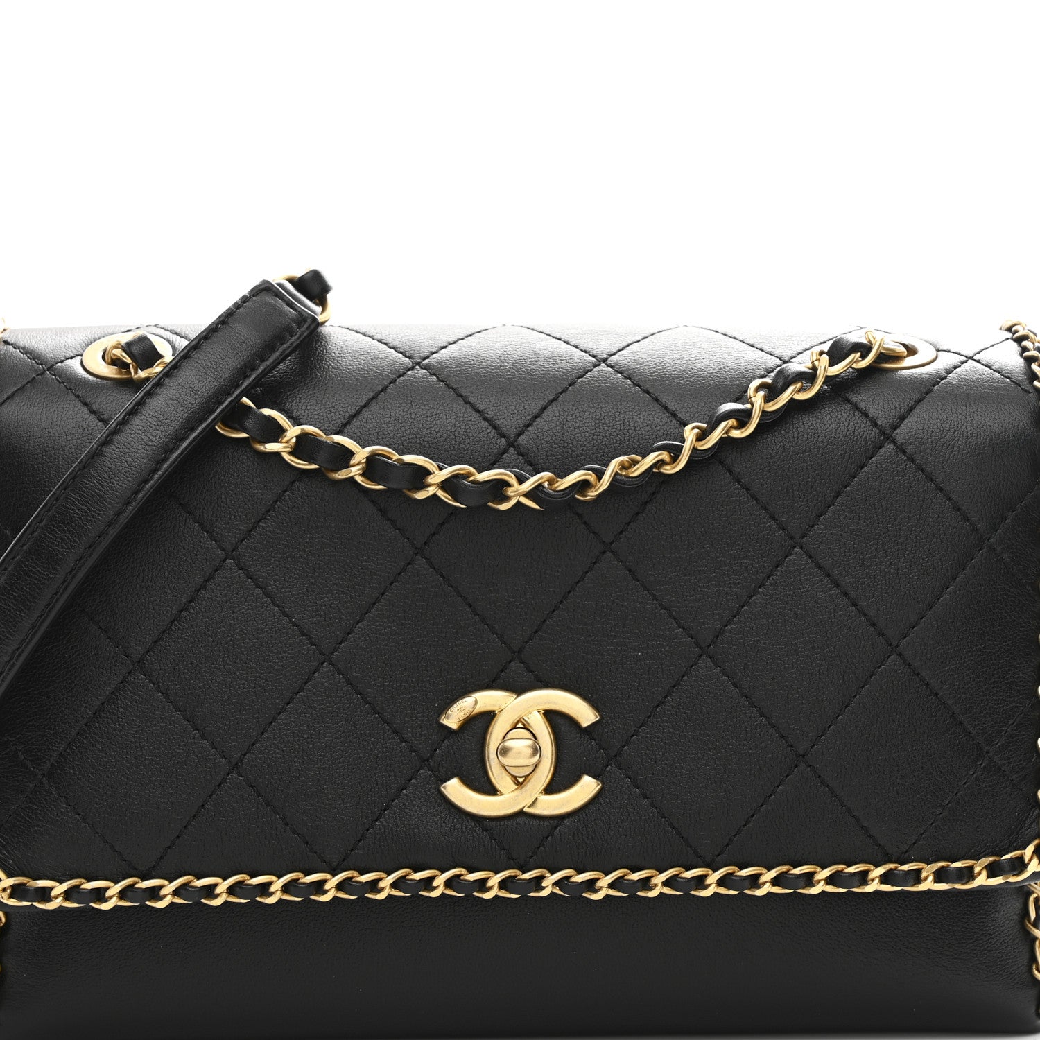 Chanel Calfskin Stitched Chain Flap Black 8 of 11