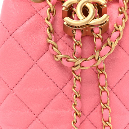 Chanel Lambskin Quilted Pearl Crush Drawstring Bag Pink 8 of 12