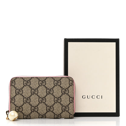 Gucci GG Supreme Monogram Pearl Zip Around Card Case Pink 7 of 7