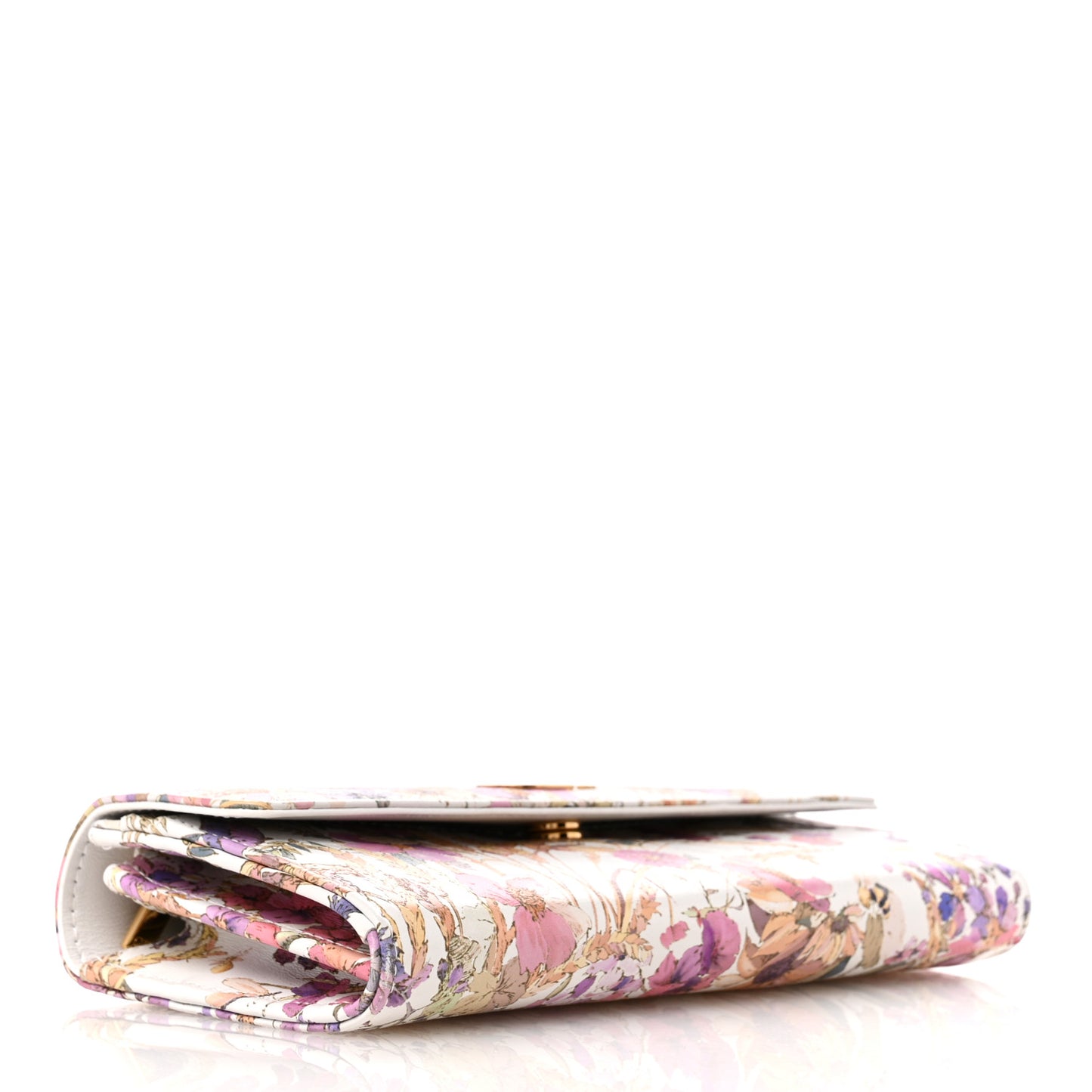 Calfskin Caro Freesia Long Wallet White Multicolor