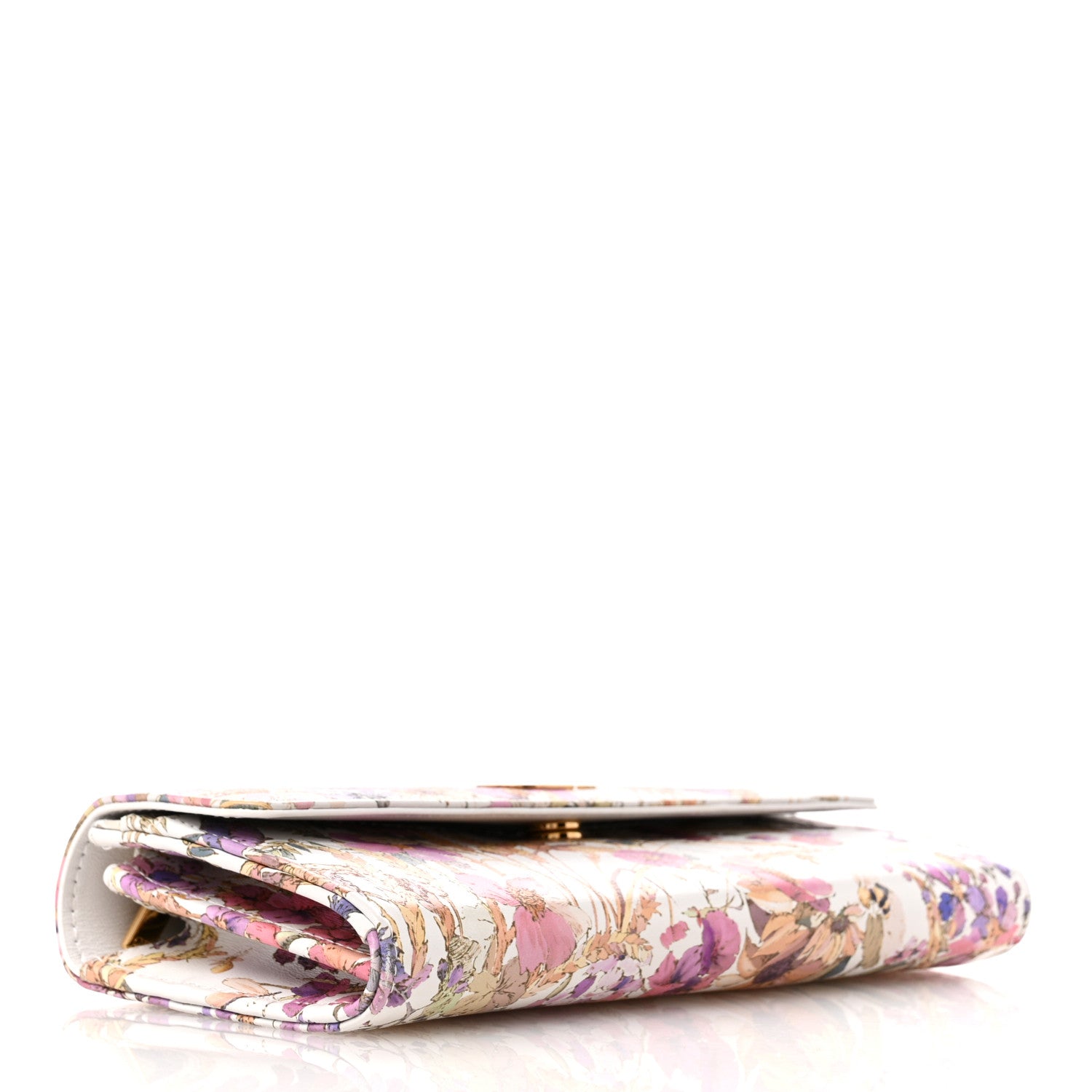 Christian Dior Calfskin Caro Freesia Long Wallet White Multicolor 4 of 9