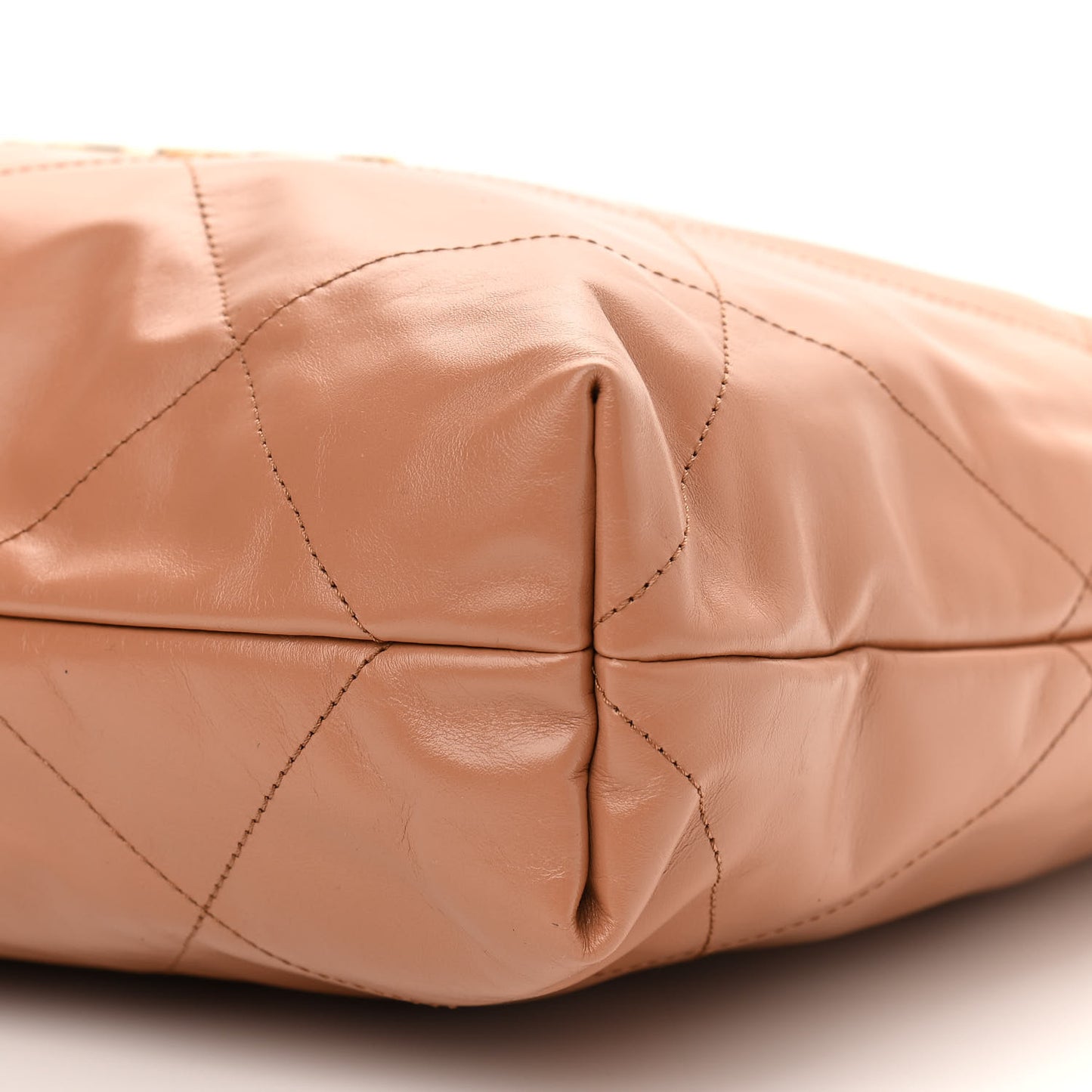 Shiny Calfskin Quilted Chanel 22 Camel