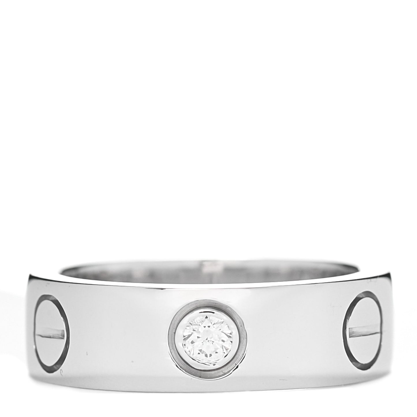 18K White Gold 3 Diamond 5.5mm LOVE Ring 49 4.75