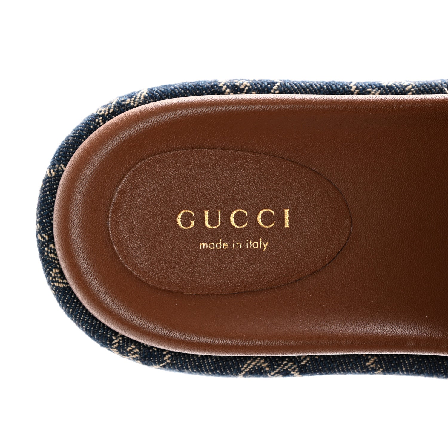 Gucci New Denim GG Monogram Angelina Platform 55mm Slide Sandals 37 Blue Tea 8 of 10