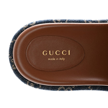 Gucci New Denim GG Monogram Angelina Platform 55mm Slide Sandals 37 Blue Tea 8 of 10