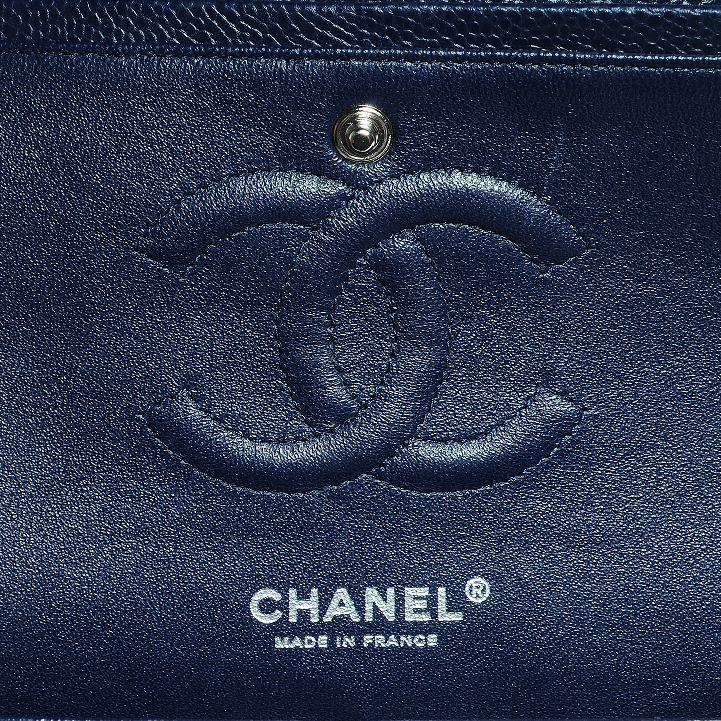 Caviar Quilted Medium Double Flap Navy