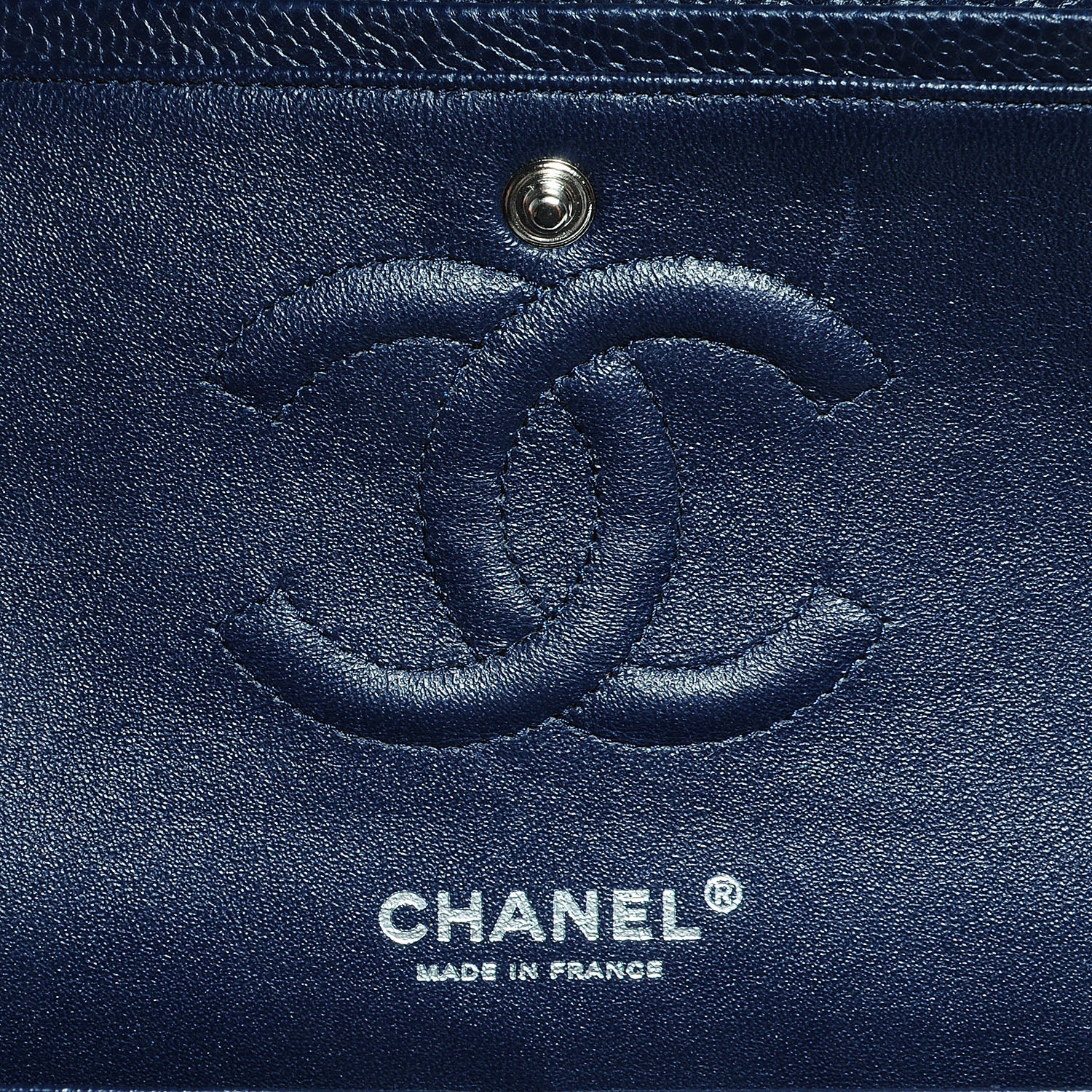 Chanel Caviar Quilted Medium Double Flap Navy 7 of 8