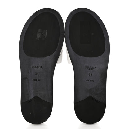 Prada Nappa Logo Quilted Slide Sandals 38 White 5 of 13