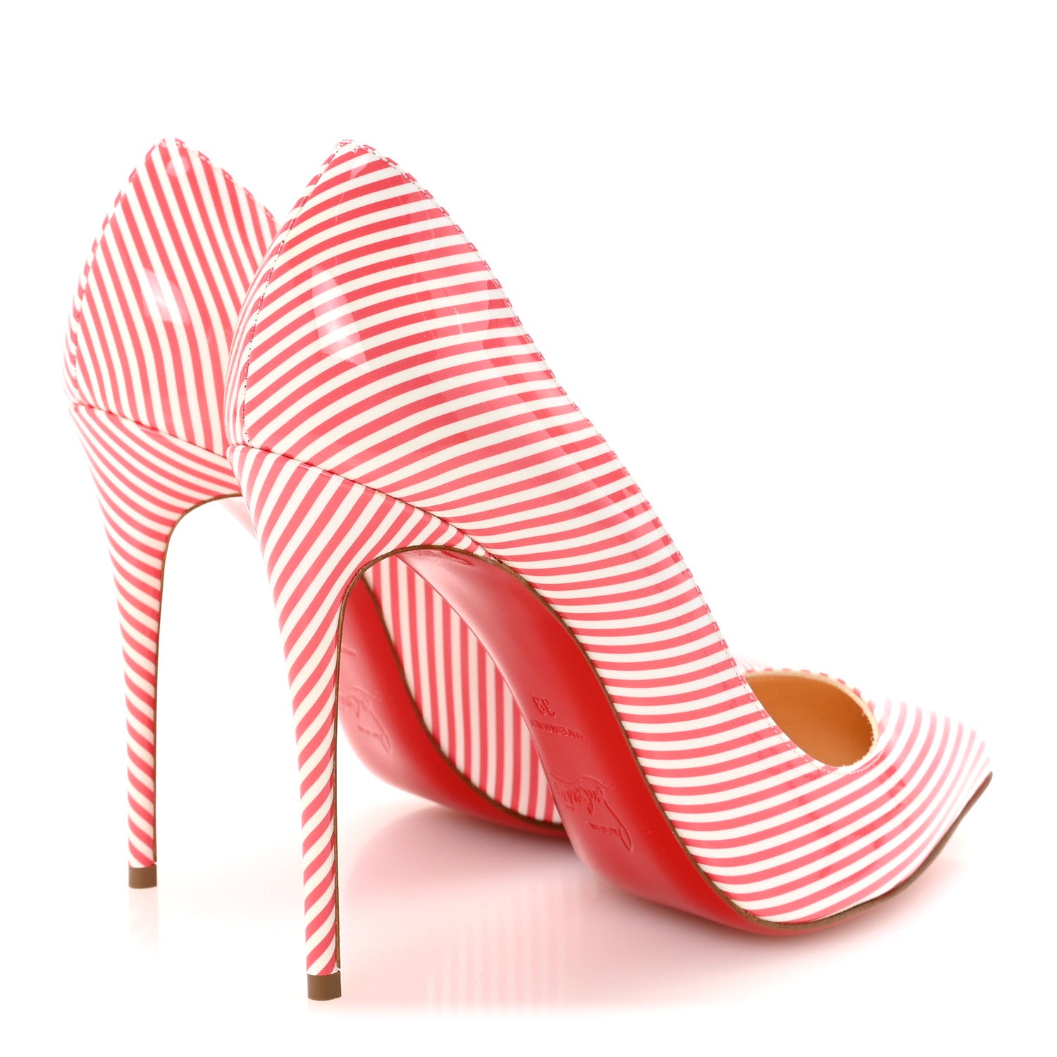 Christian Louboutin Patent Pigalle Follies Stripes 100 Pumps 39 Smoothie White 5 of 9