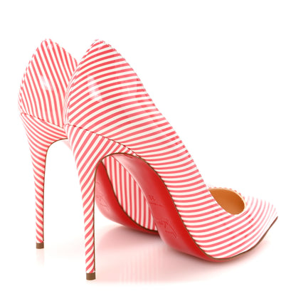 Christian Louboutin Patent Pigalle Follies Stripes 100 Pumps 39 Smoothie White 5 of 9