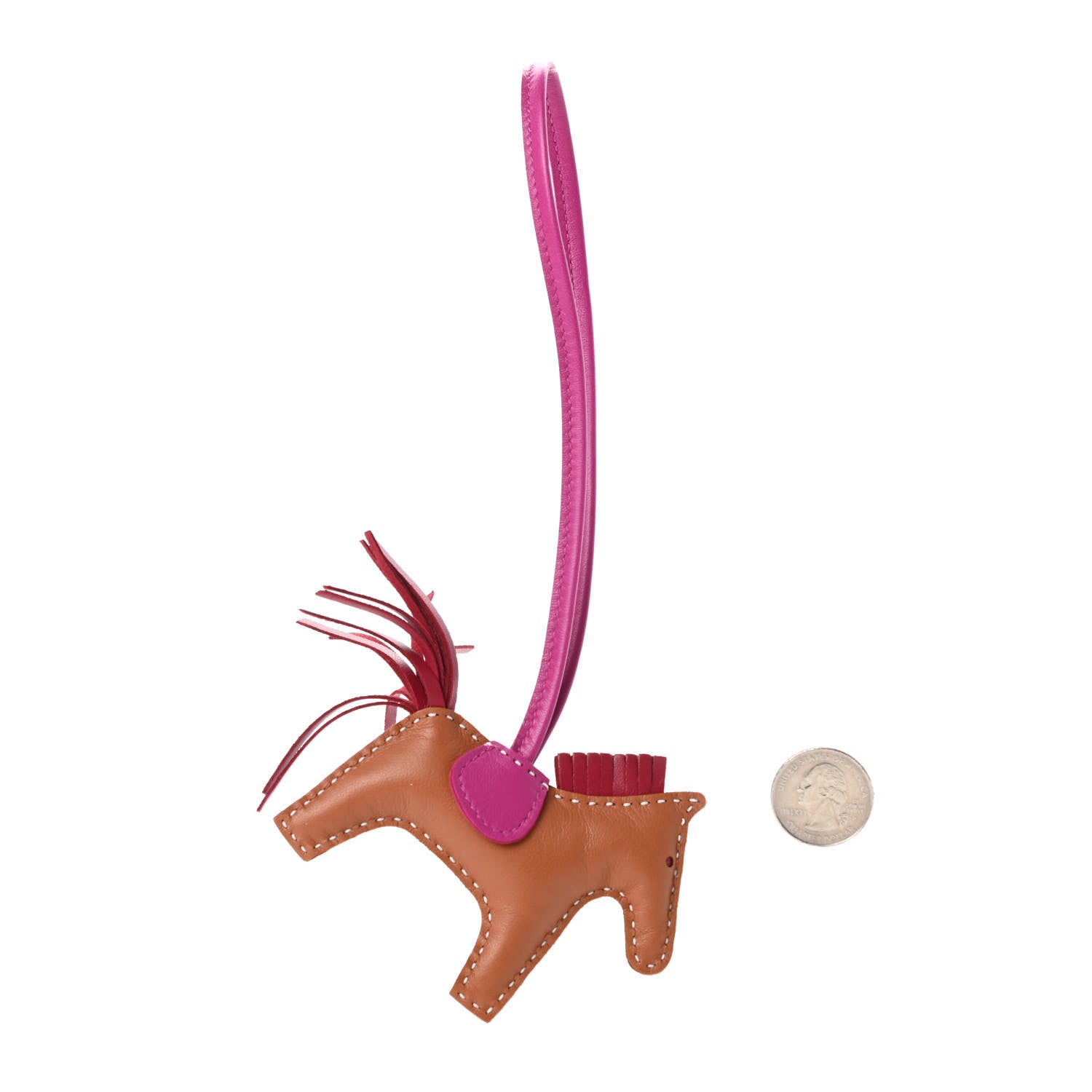 Hermes Milo Lambskin Grigri Rodeo Horse Bag Charm PM Gold Rubis Rose Poupre 2 of 5