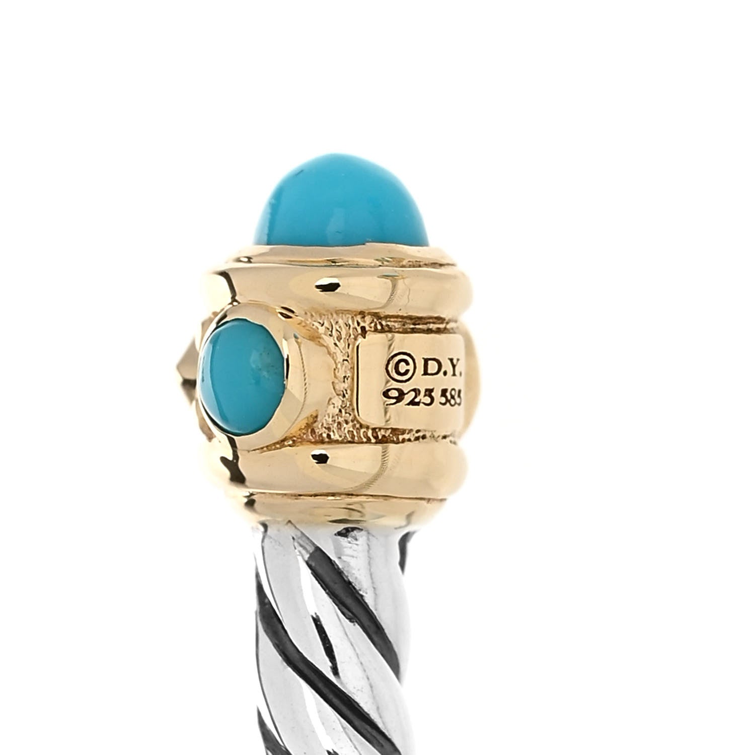 David Yurman Sterling Silver 14K Yellow Gold Diamond Turquoise Renaissance Ring 54 6.75 4 of 4