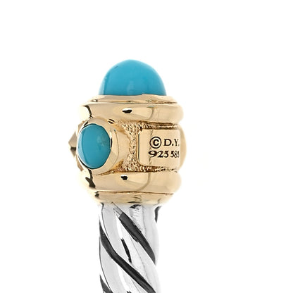 David Yurman Sterling Silver 14K Yellow Gold Diamond Turquoise Renaissance Ring 54 6.75 4 of 4