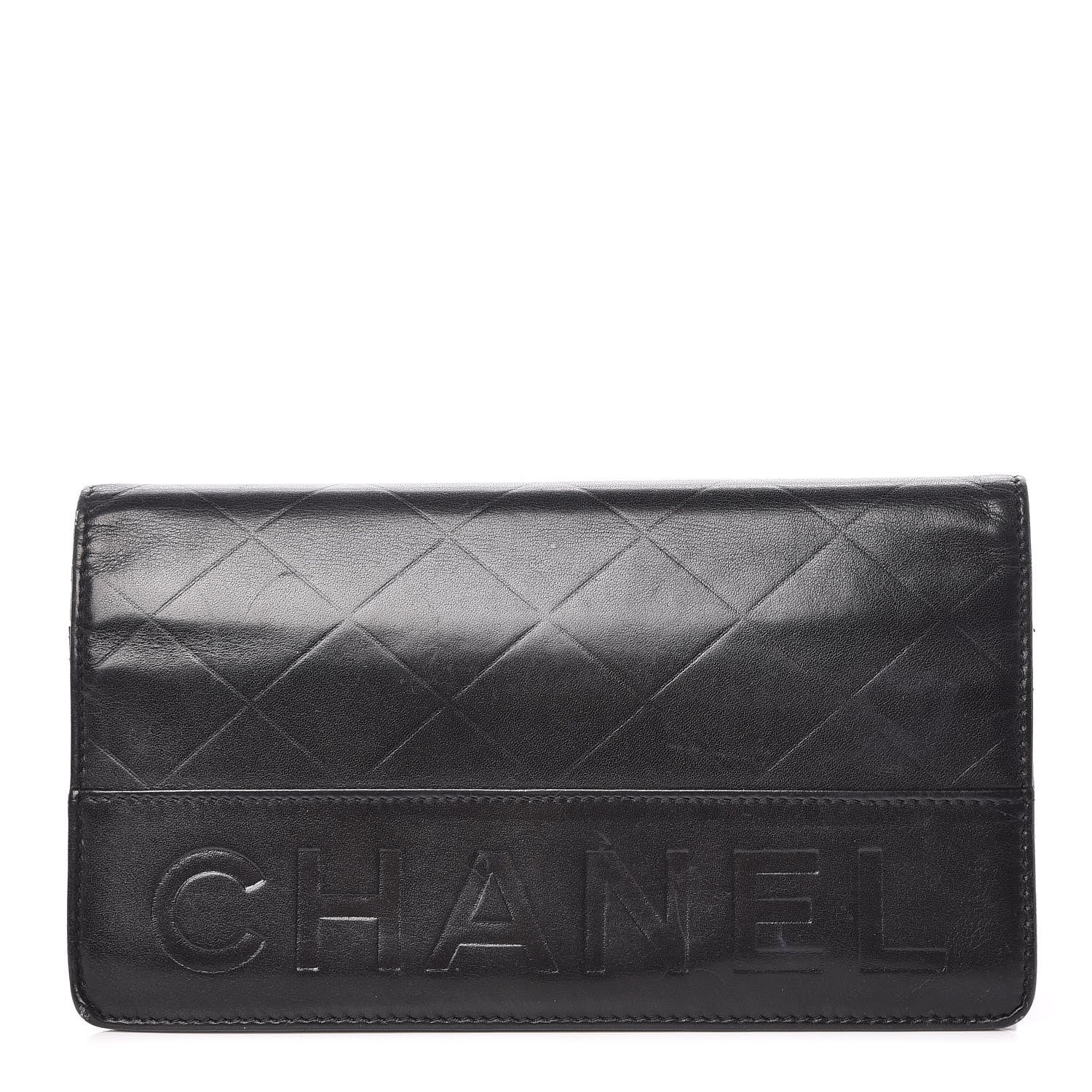 Chanel Lambskin Embossed Logo Yen Wallet Black 1 of 15