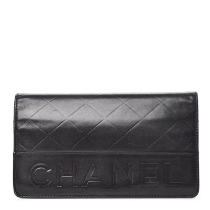 Chanel Lambskin Embossed Logo Yen Wallet Black 1 of 15