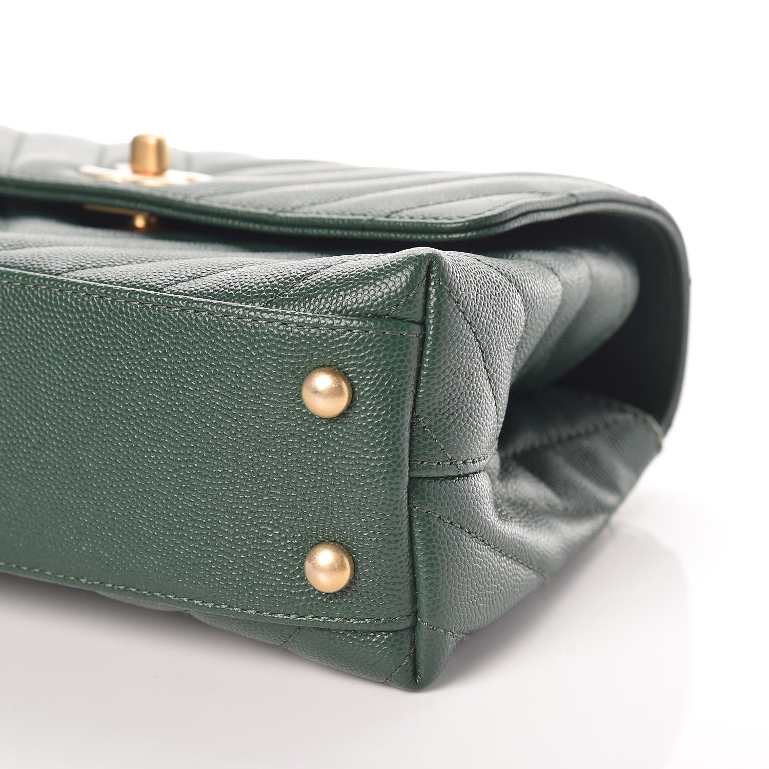 Chanel Caviar Chevron Quilted Mini Coco Handle Flap Green 6 of 10