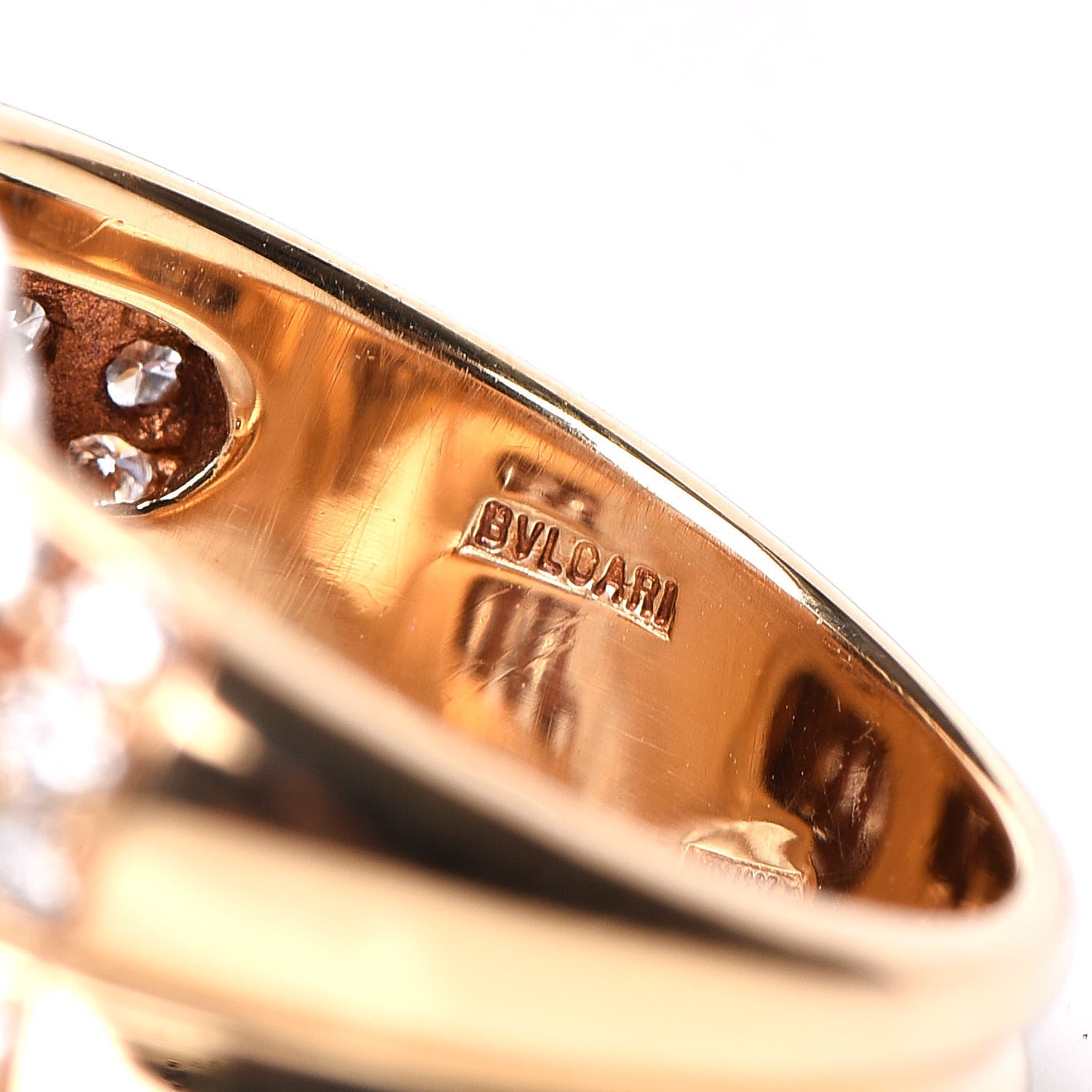 Bulgari 18K Yellow Gold Diamond Freshwater Pearl Passo Doppio Ring 49 5 5 of 6