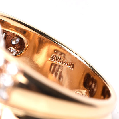 Bulgari 18K Yellow Gold Diamond Freshwater Pearl Passo Doppio Ring 49 5 5 of 6