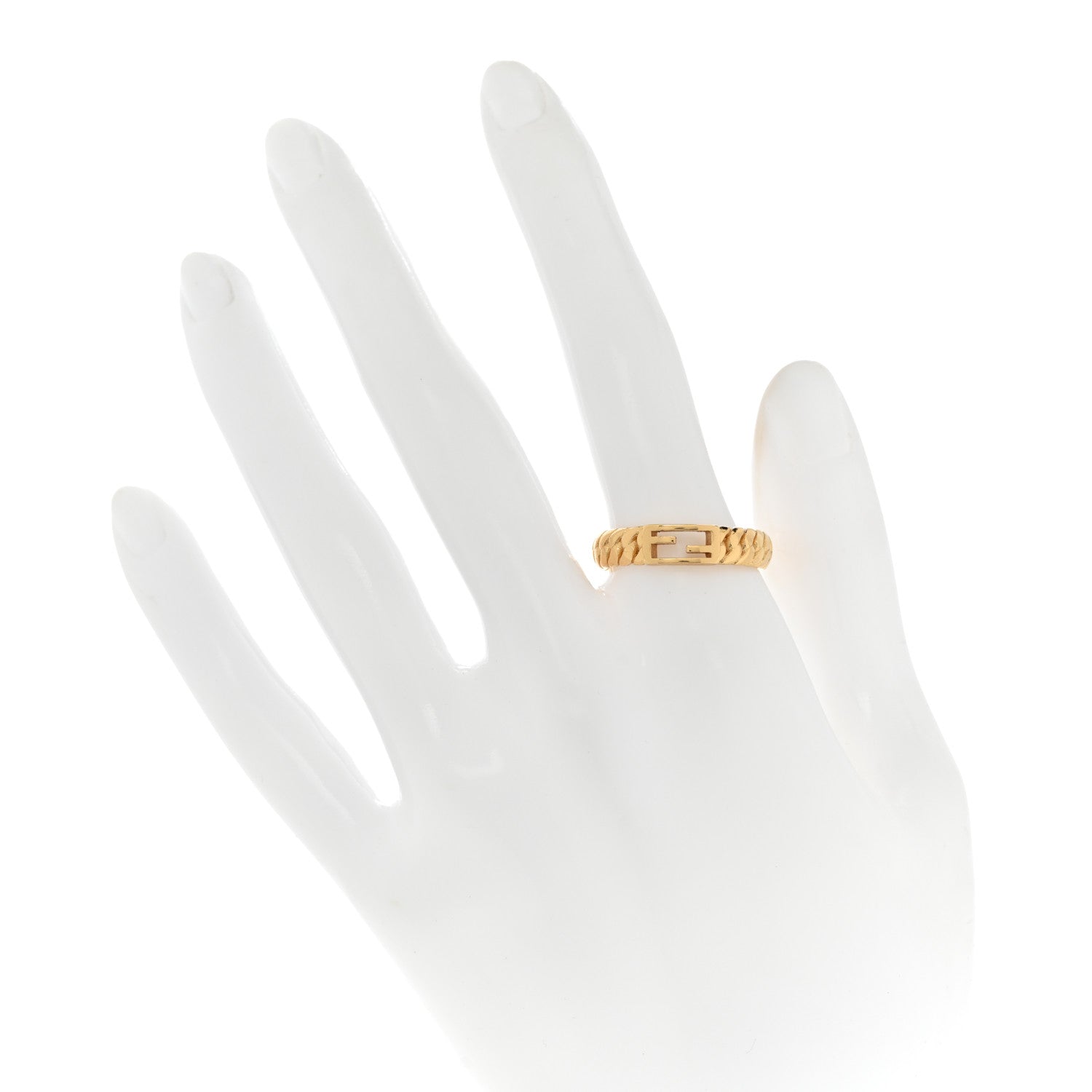 Fendi Metal Baguette Ring L 57/8 Gold 2 of 5