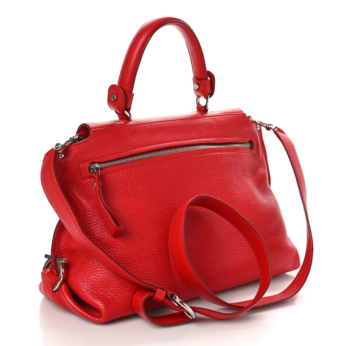 Grained Calfskin Sofia Satchel Red