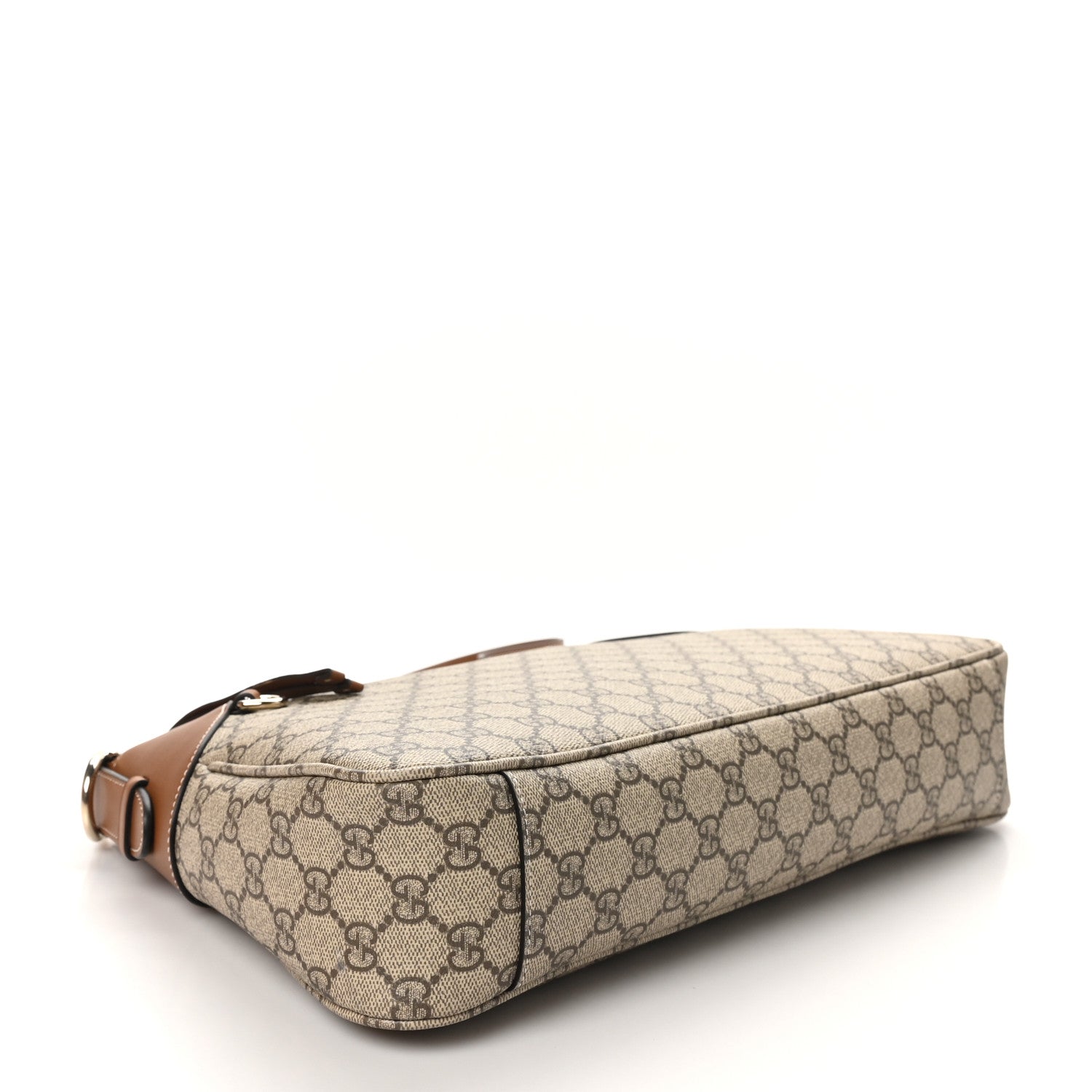 Gucci GG Supreme Monogram Emblem Medium Shoulder Bag Beige Dark Brown 4 of 10