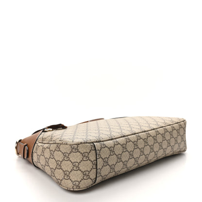 Gucci GG Supreme Monogram Emblem Medium Shoulder Bag Beige Dark Brown 4 of 10