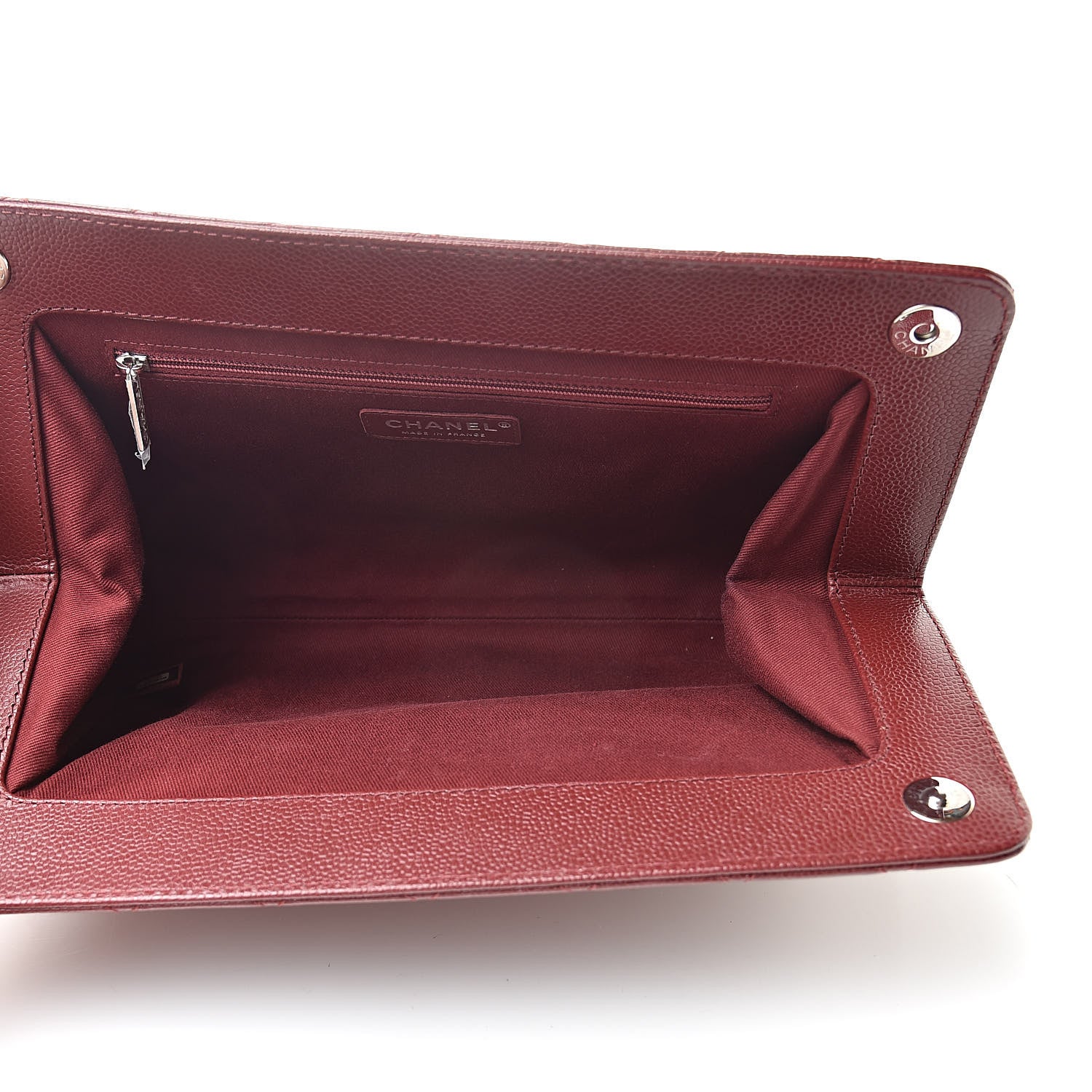 Chanel Caviar Quilted CC Large Clutch Dark Red 5 of 13