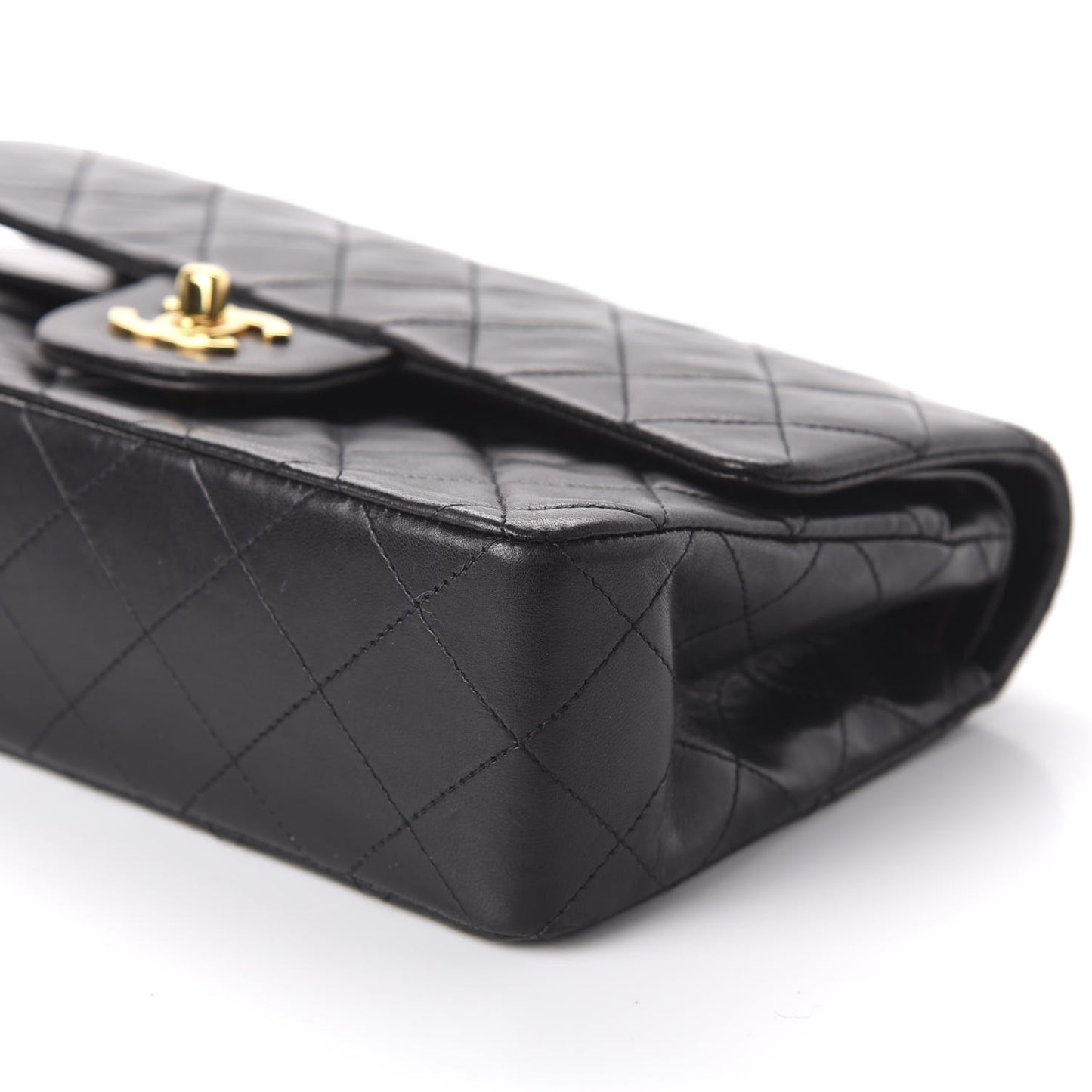 Lambskin Quilted Small Double Flap Black
