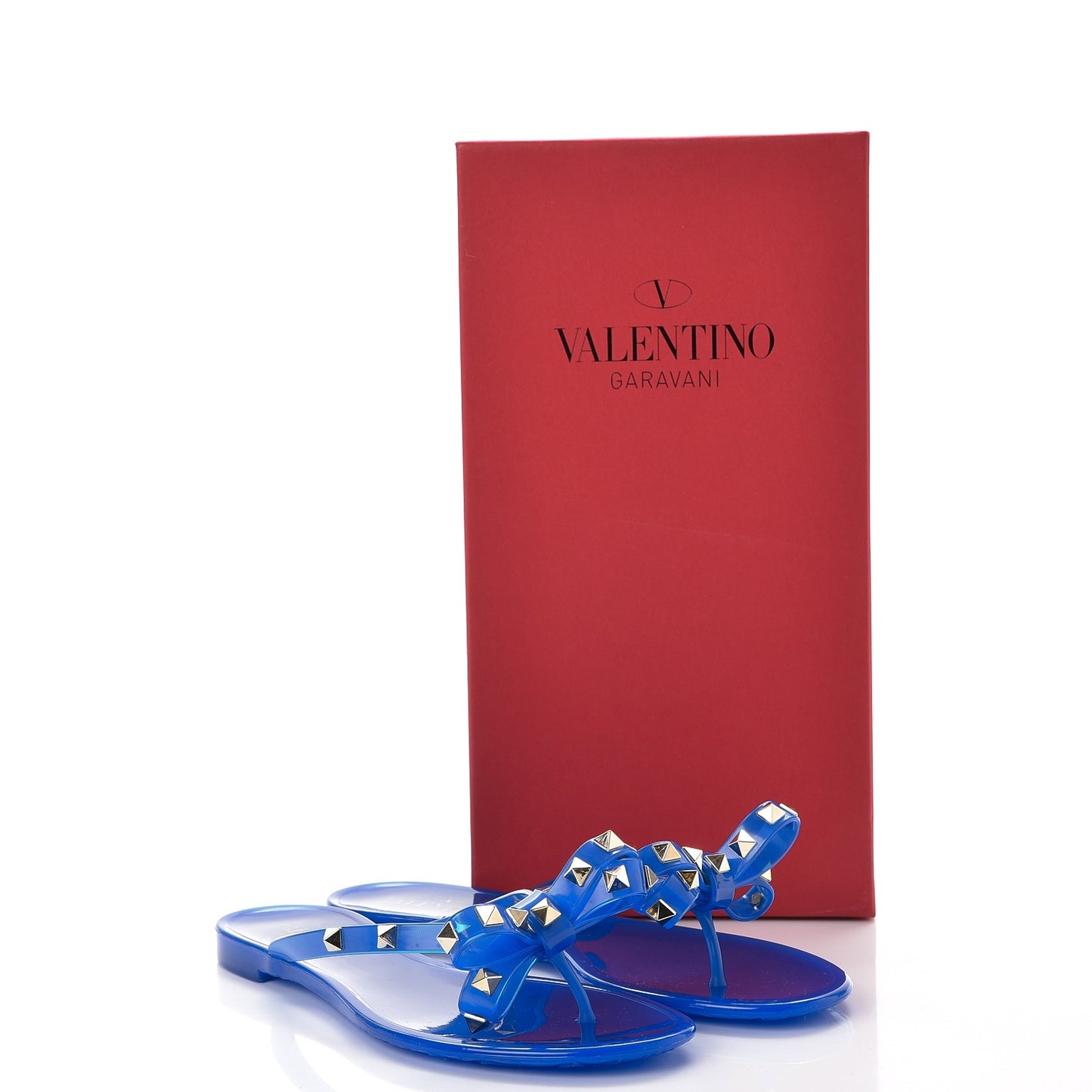 PVC Jelly Rockstud Bow Thong Sandals 37 Blue Fluo