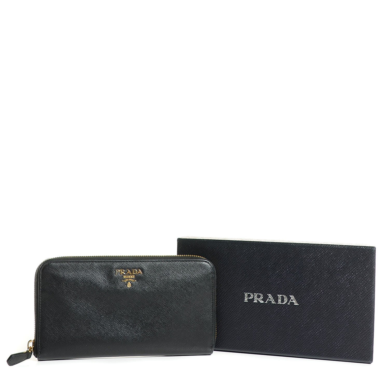 Prada Saffiano Metal Zip Around Wallet Nero Black 5 of 10