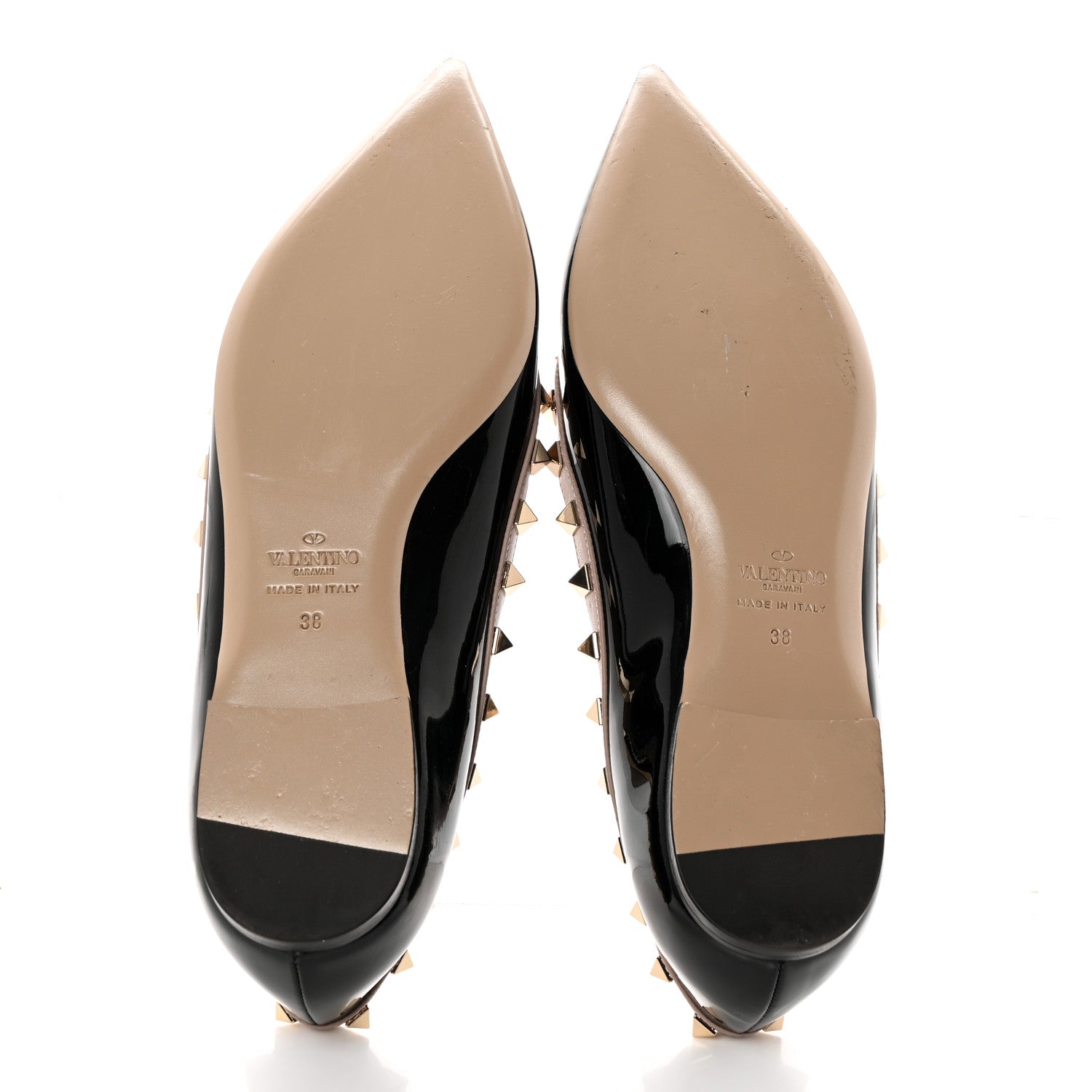 Valentino Garavani Patent Nappa Rockstud Ballerina Flats 38 Black Poudre 5 of 8