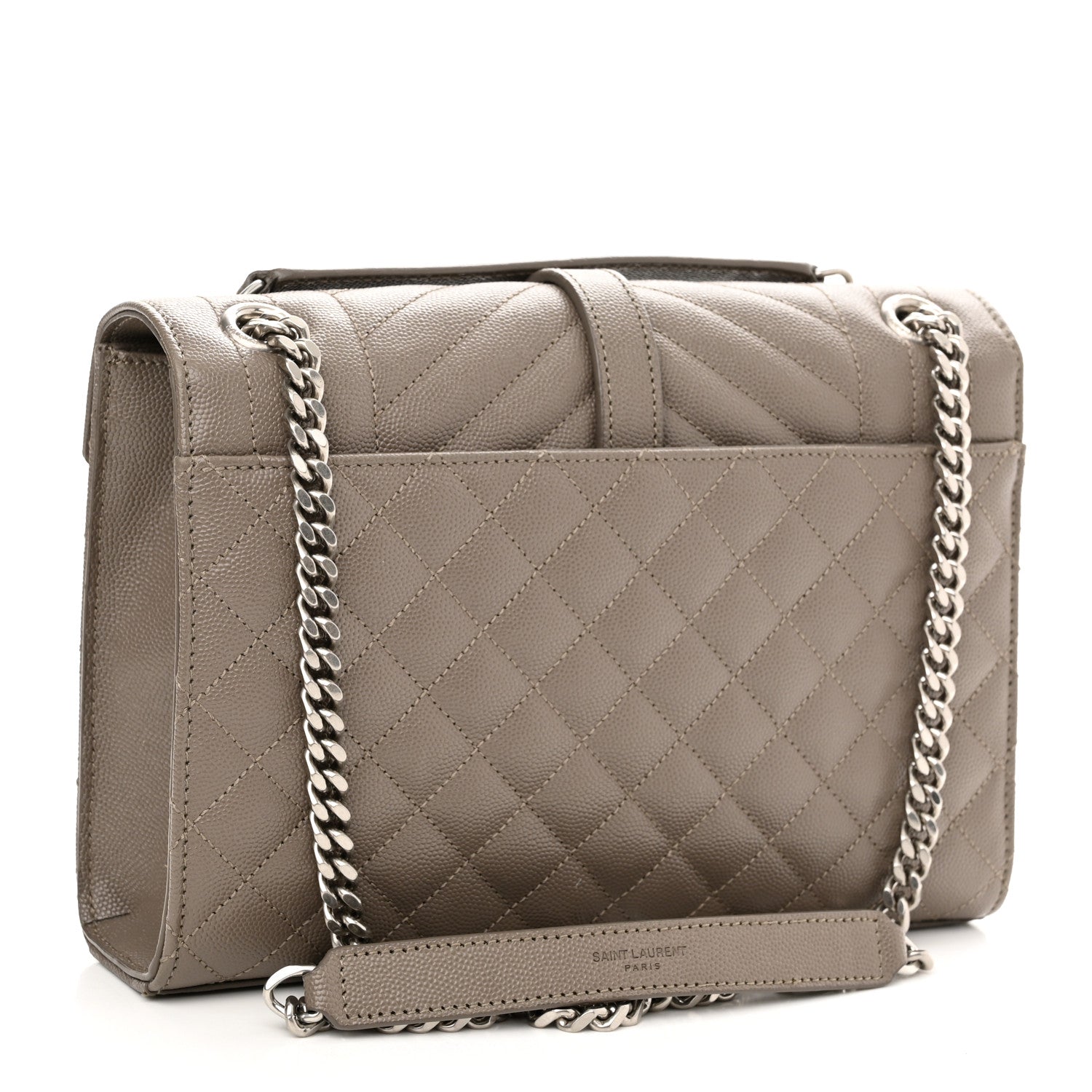Saint Laurent Grain De Poudre Textured Mixed Matelasse Medium Triquilt Monogram Satchel Dark Beige 3 of 9