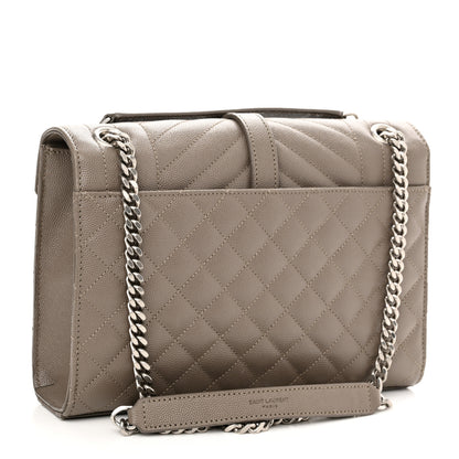Saint Laurent Grain De Poudre Textured Mixed Matelasse Medium Triquilt Monogram Satchel Dark Beige 3 of 9