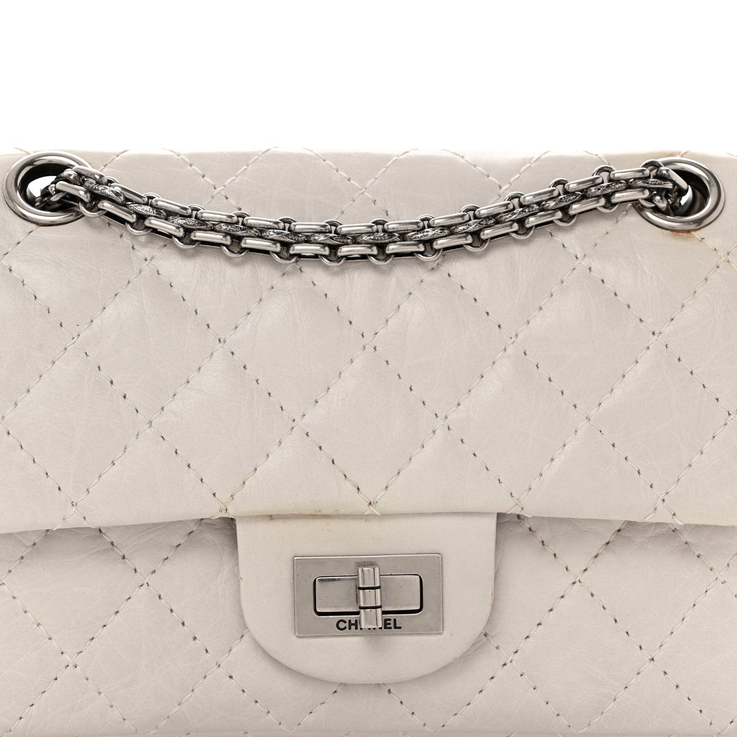 Chanel Aged Calfskin 50th Anniversary 2.55 Reissue 224 Flap White 6 of 14