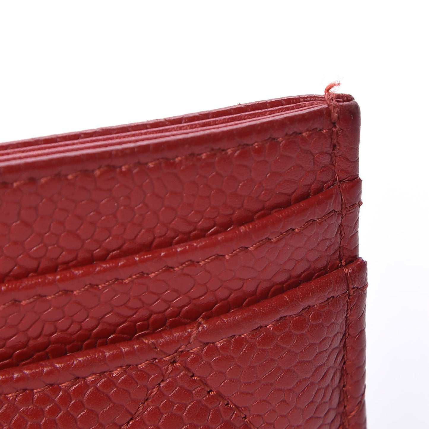 Caviar Quilted Card Holder Dark Red