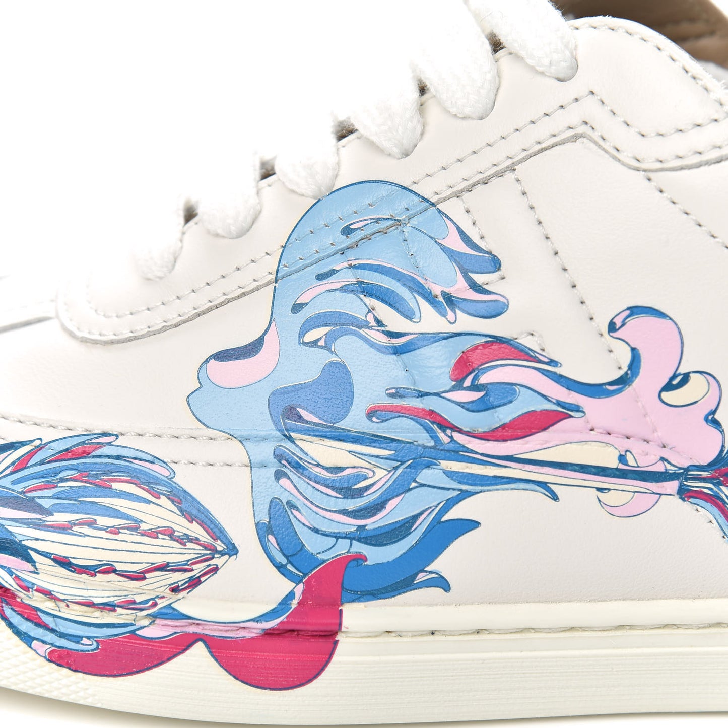 Calfskin Fantaisie Botanique Womens Quicker Sneakers 37 Multicolor White